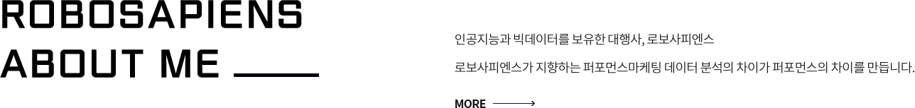 인공지능과 빅데이터를 보유한 대행사, 로보사피엔스가 지향하는 퍼포먼스마케팅 데이터 분석의 차이가 퍼포먼스의 차이를 만듭니다.